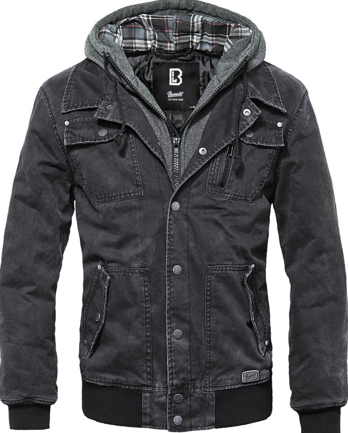BRANDIT Dayton Winter Jacket Black  With Sweatshirt Hooded Urban Style Black