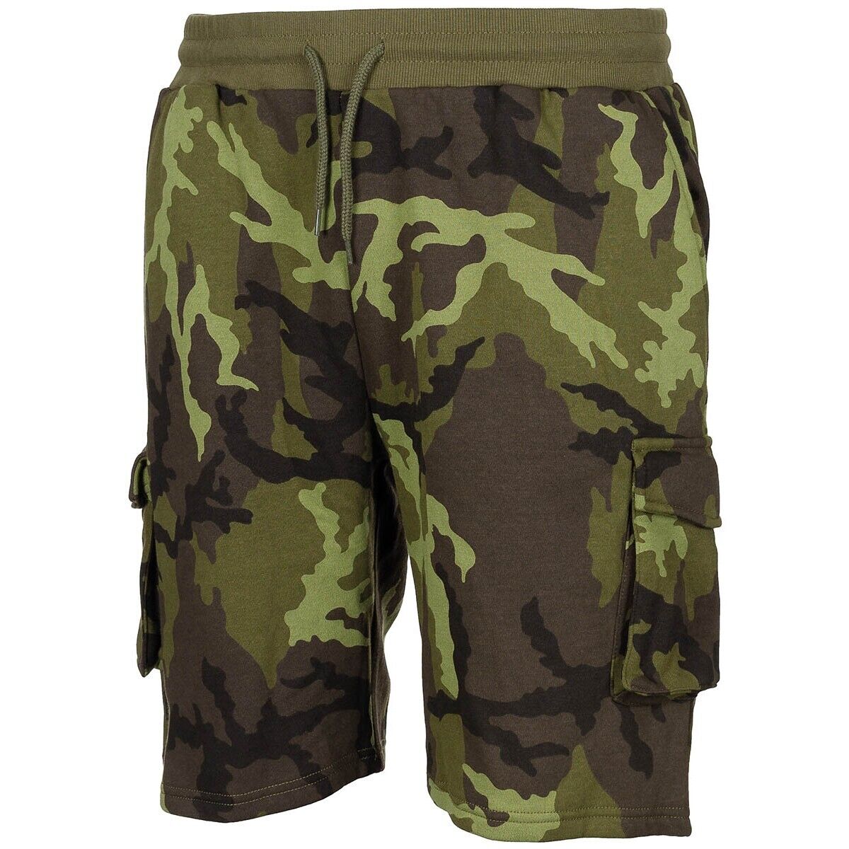 Shorts Bermudas Army Jogger Black Leg Pockets M 95 CZ camo Elastic Waistband