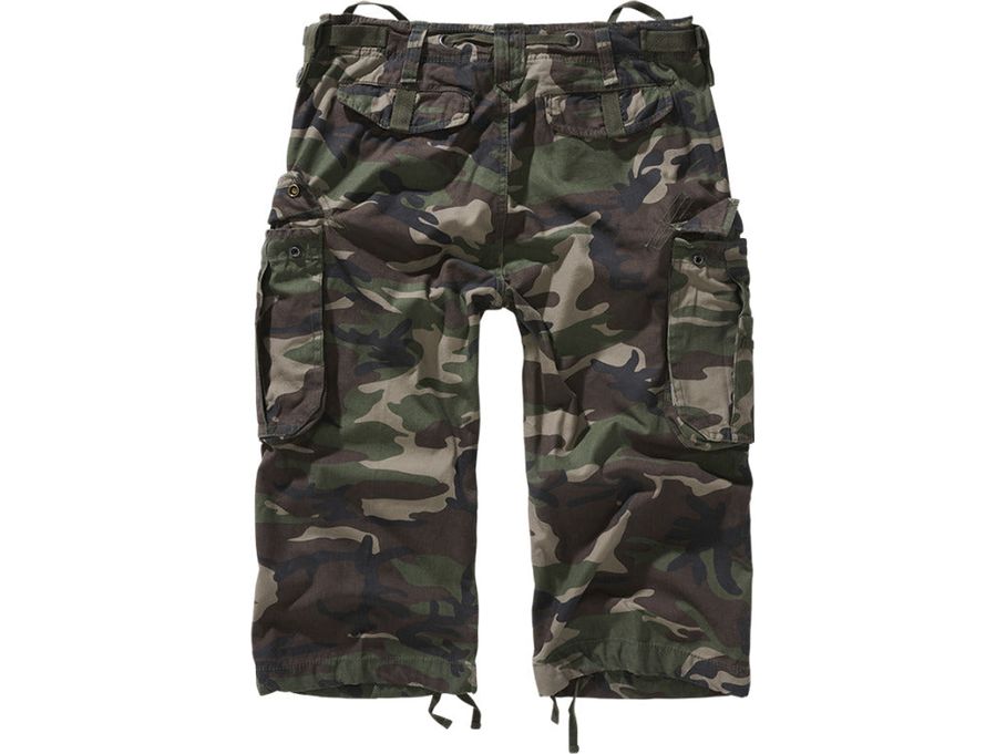 Brandit Industry Vintage 3/4 Shorts Mens Outdoor Camping Hiking Woodland Camo