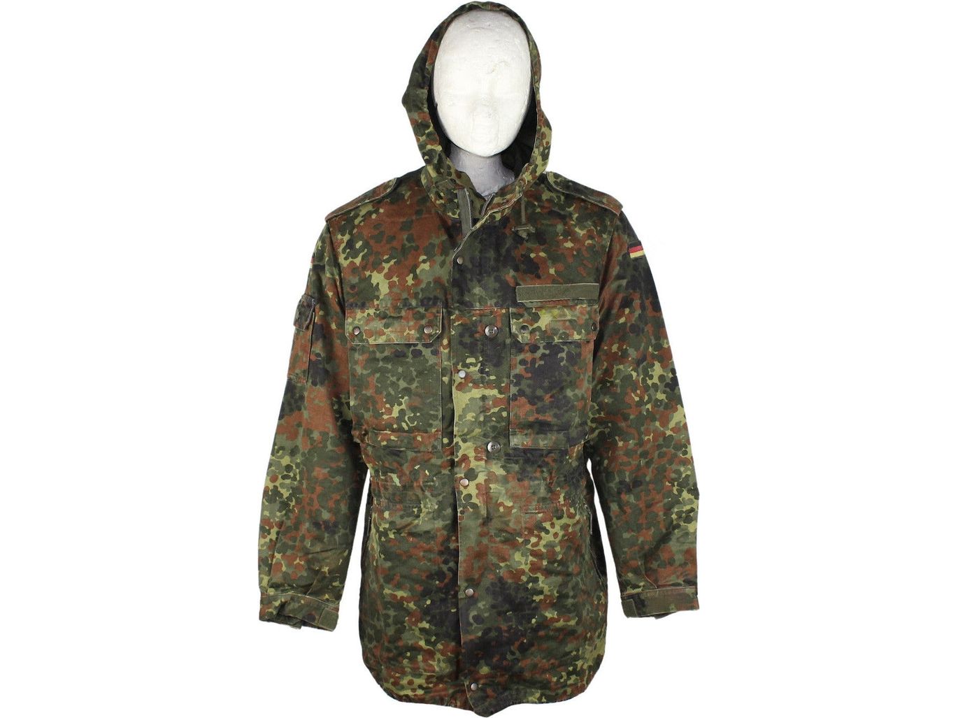 Original German Army Field Jacket Parka Military Issue Flecktarn Camo Used