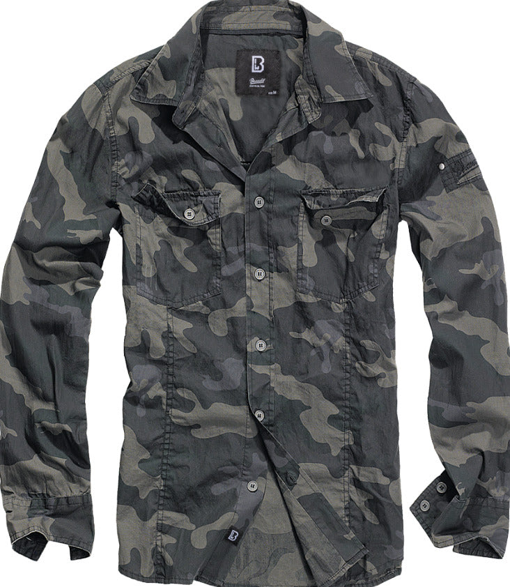 Brandit Slim Fit Shirt Long Sleeve Urban Stylish Comfortable 100% Cotton Camo