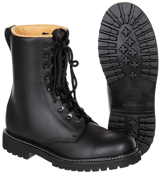 High-Quality Army Combat Lace-up Boots Full-Grain Leather Black Durable Stylish