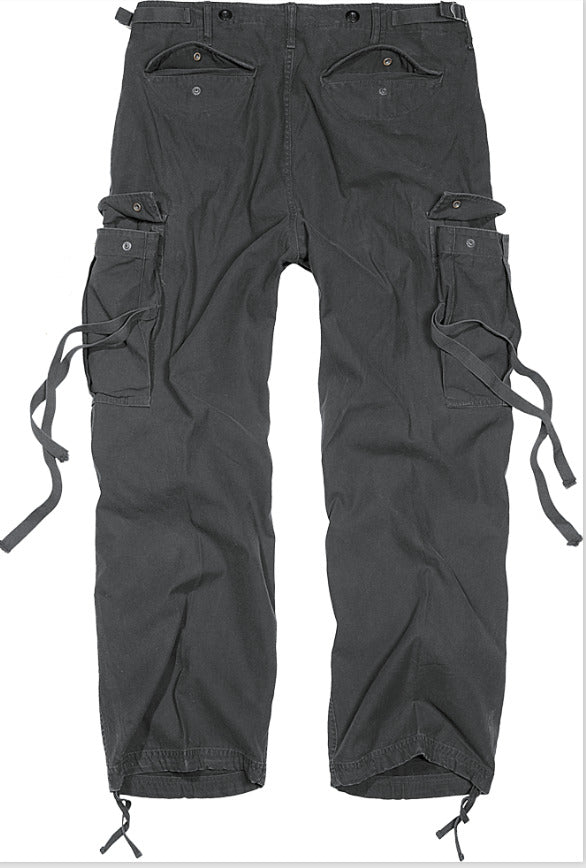 Brandit M65 Vintage Pants Outdoor Hiking Military Army Trousers Mens Black
