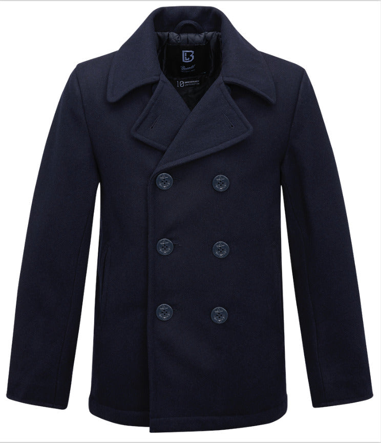Brandit Pea Coat Charcoal Navy Short Winter Caban Jacket Wool Black