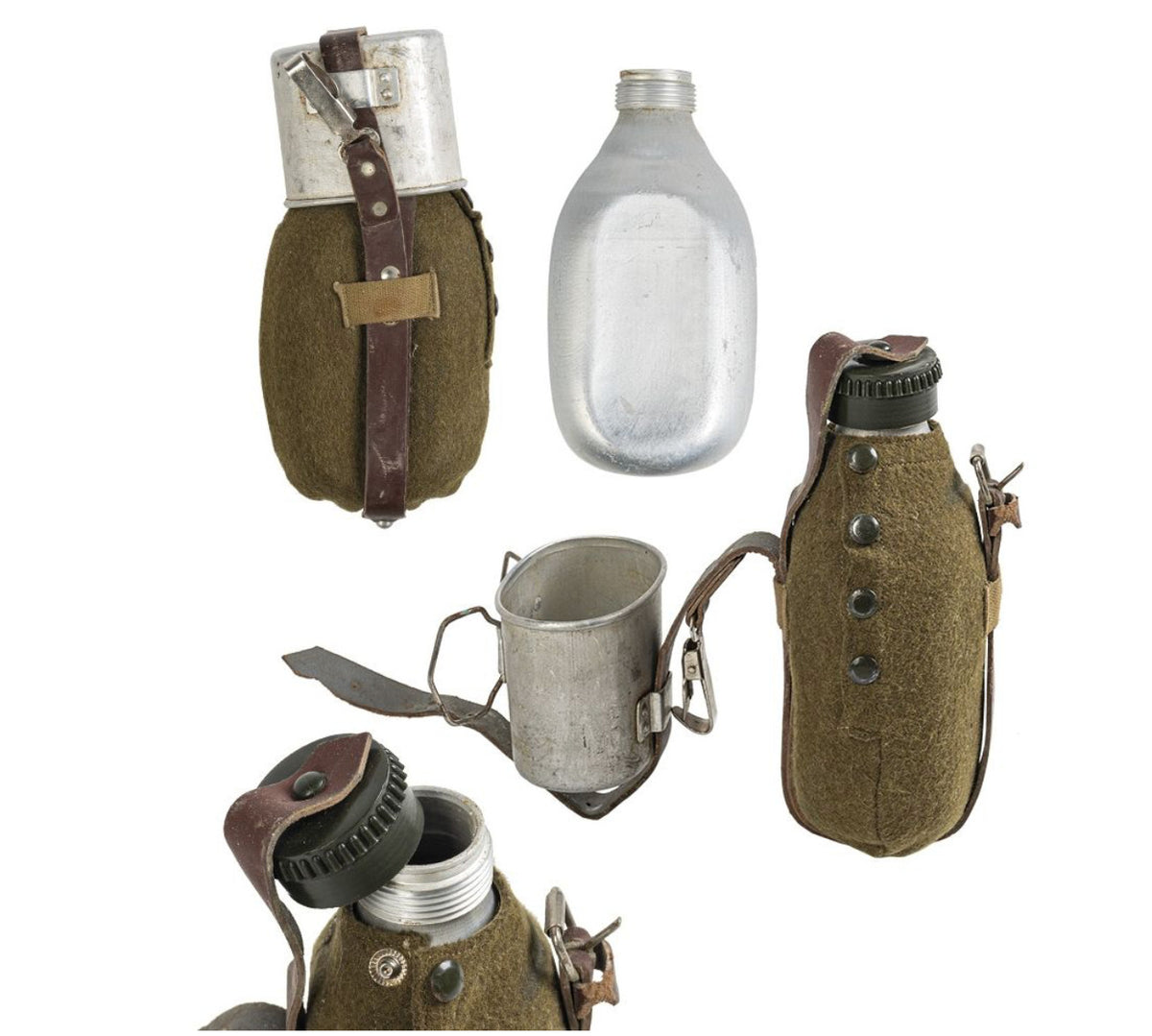 Original Romanian Army Alu Canteen with Cup & Cover – Used