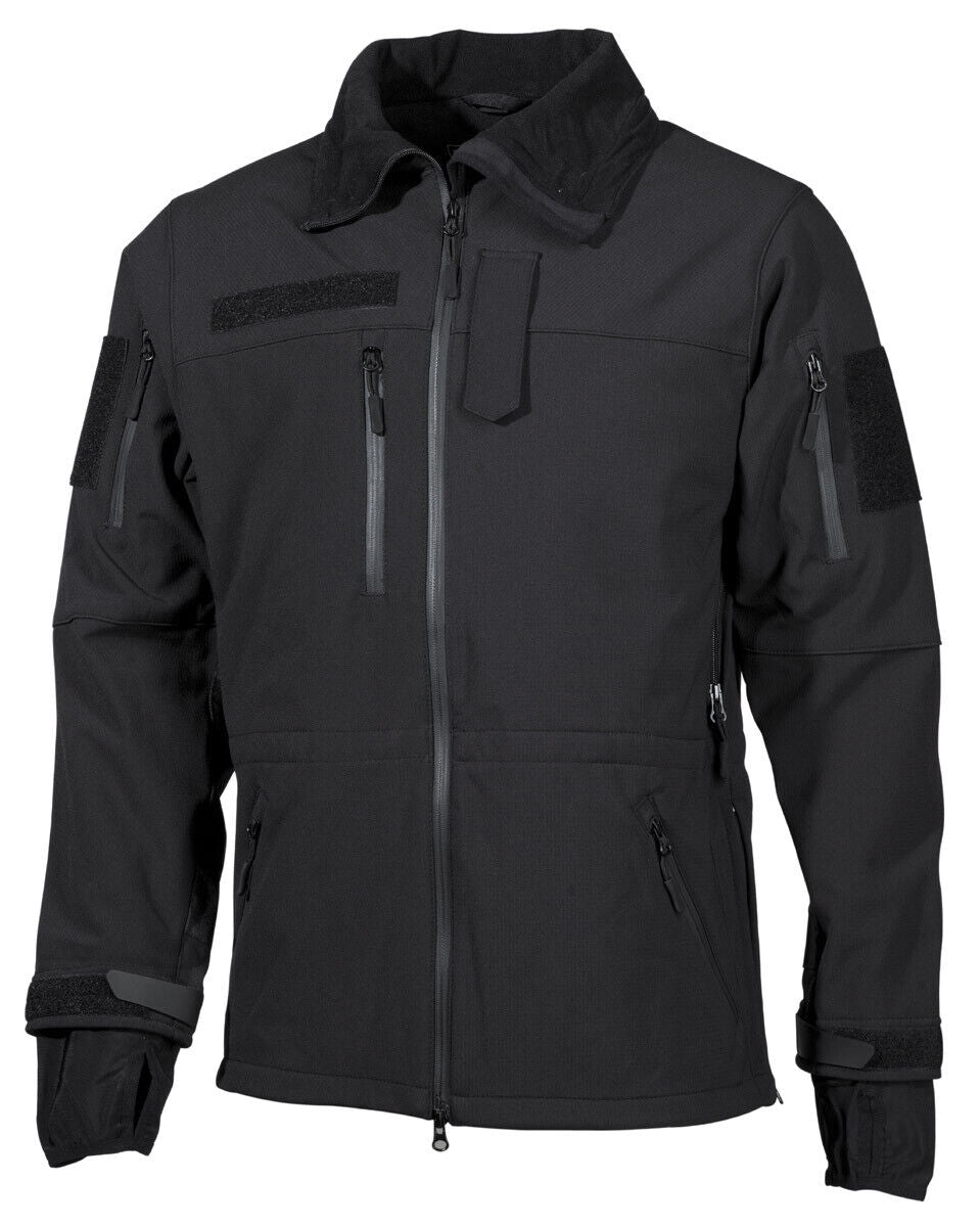 High Defence Softshell Jacket Military Army Waterproof Windproof Men's Black MFH