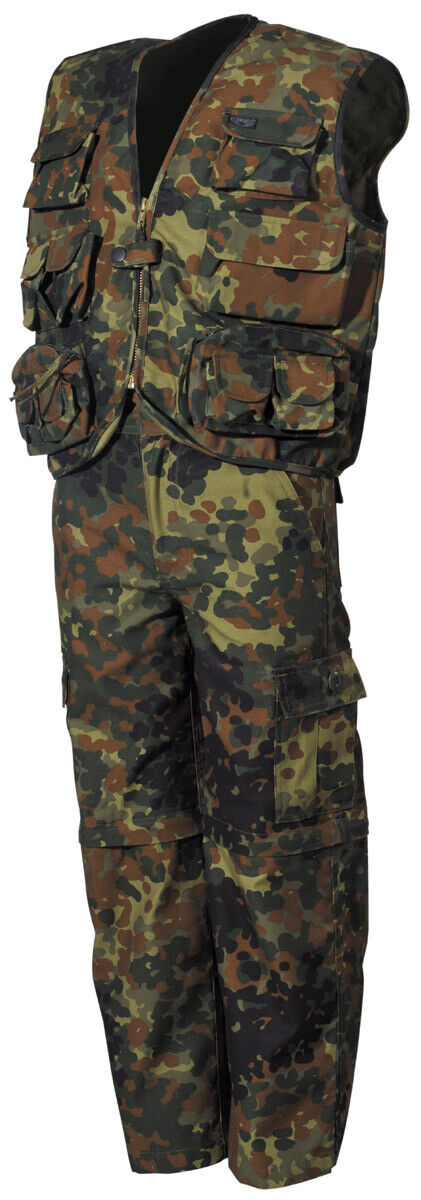 Army Style Kids Set Pants and Vest Detachable Trousers BW camo