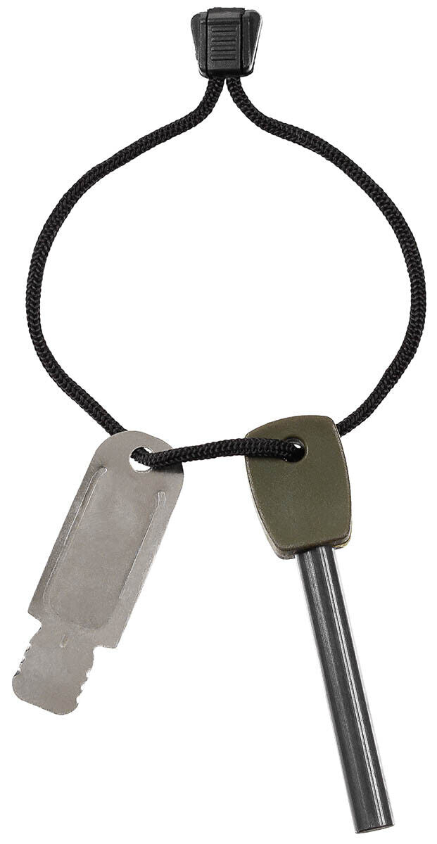 Survivor Kit Integrated Fire Steel And Scraper Fire Starter Army Aluminium
