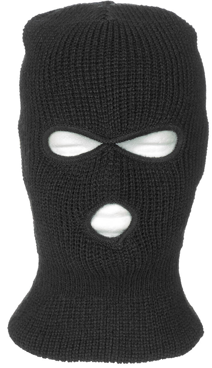 Face Mask Ski Winter Hat 3 Holes Balaclava Hood Beanie Acrylic Black