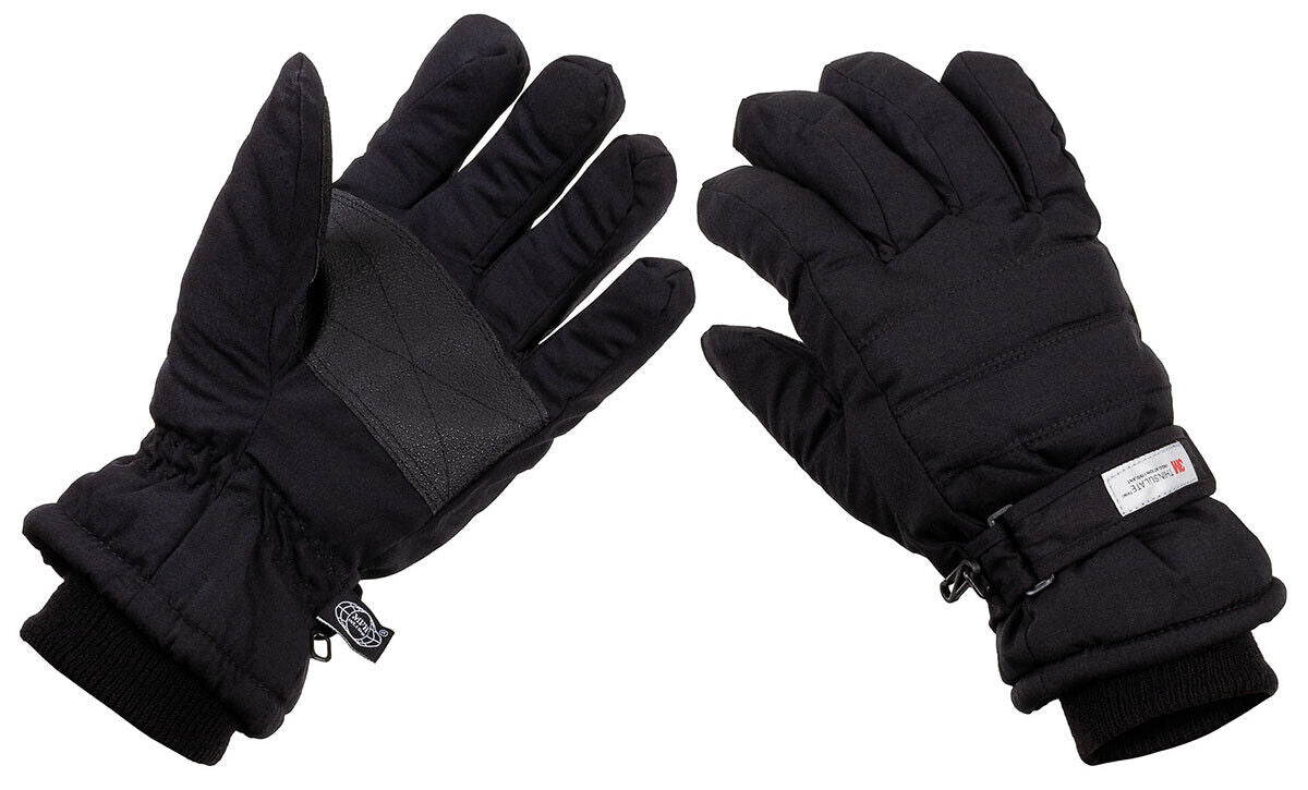 Knitted Gloves Mittens Foldable Finger Cap Extra Warm Black Thinsulated