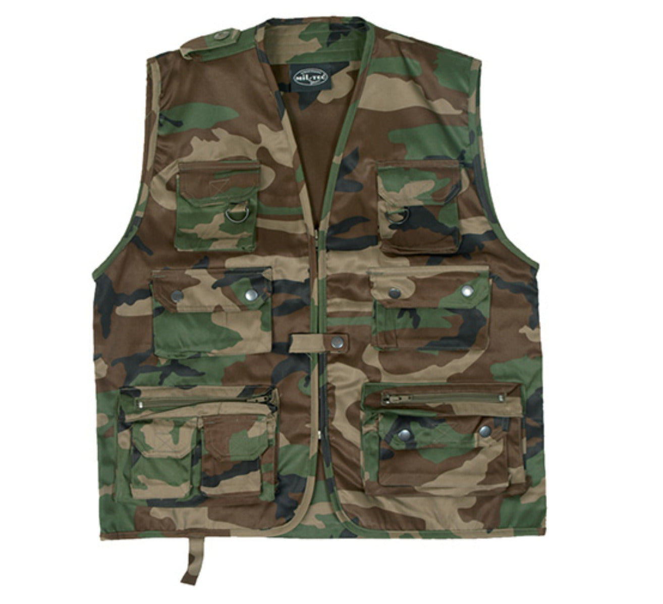 Military Style Outdoor Multi Pocket Vest Hunting Camping Fishing Woodland Camo