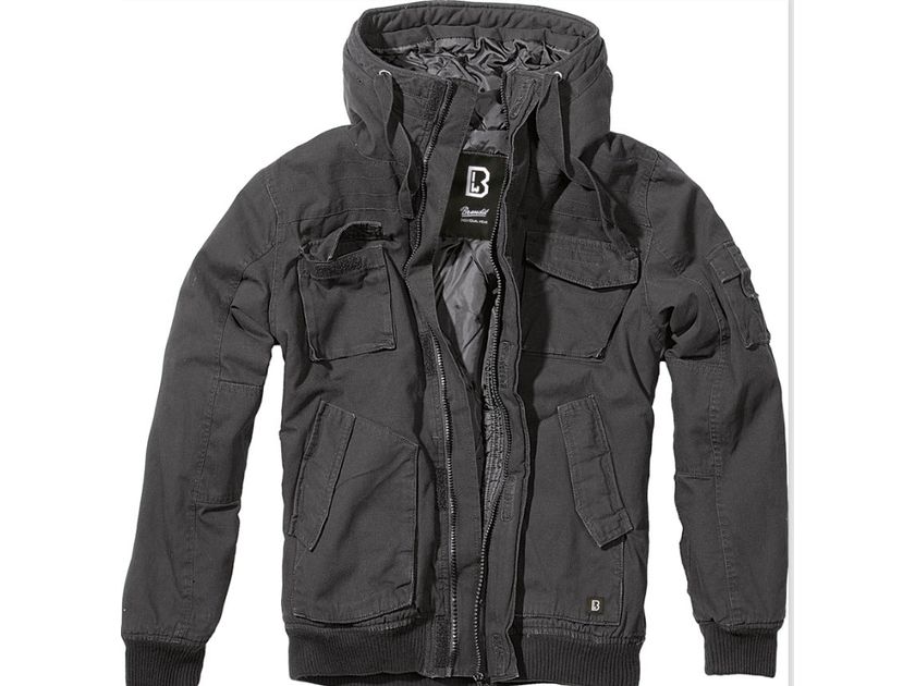 Brandit  Bronx Field Jacket Warm Quilted Coat Vintage Hooded Men's Parka Black