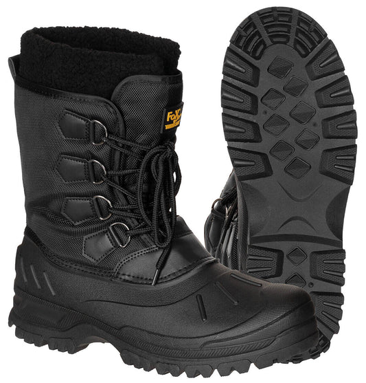 Thermo Boots Black Laced Removable Felt Inner Shoe Nylon Bootleg Artificial Fur