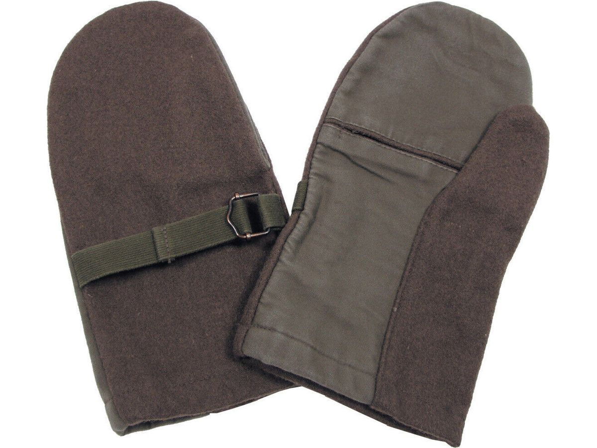 Original Austrian Army Military Winter Mittens Green Shooting Used One Size