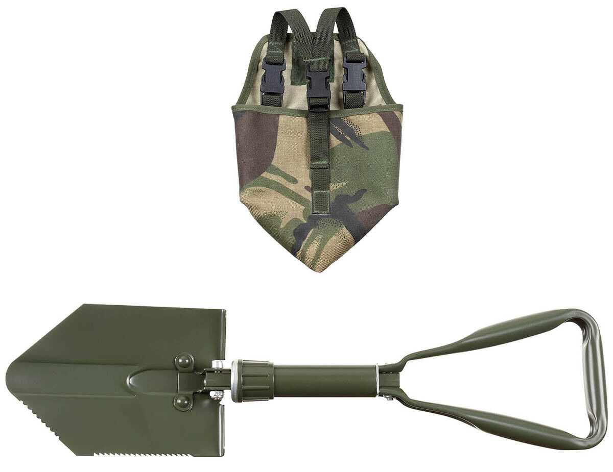 Bundeswehr German Army Folding Spade 3-Part OD Green With Used Pouch