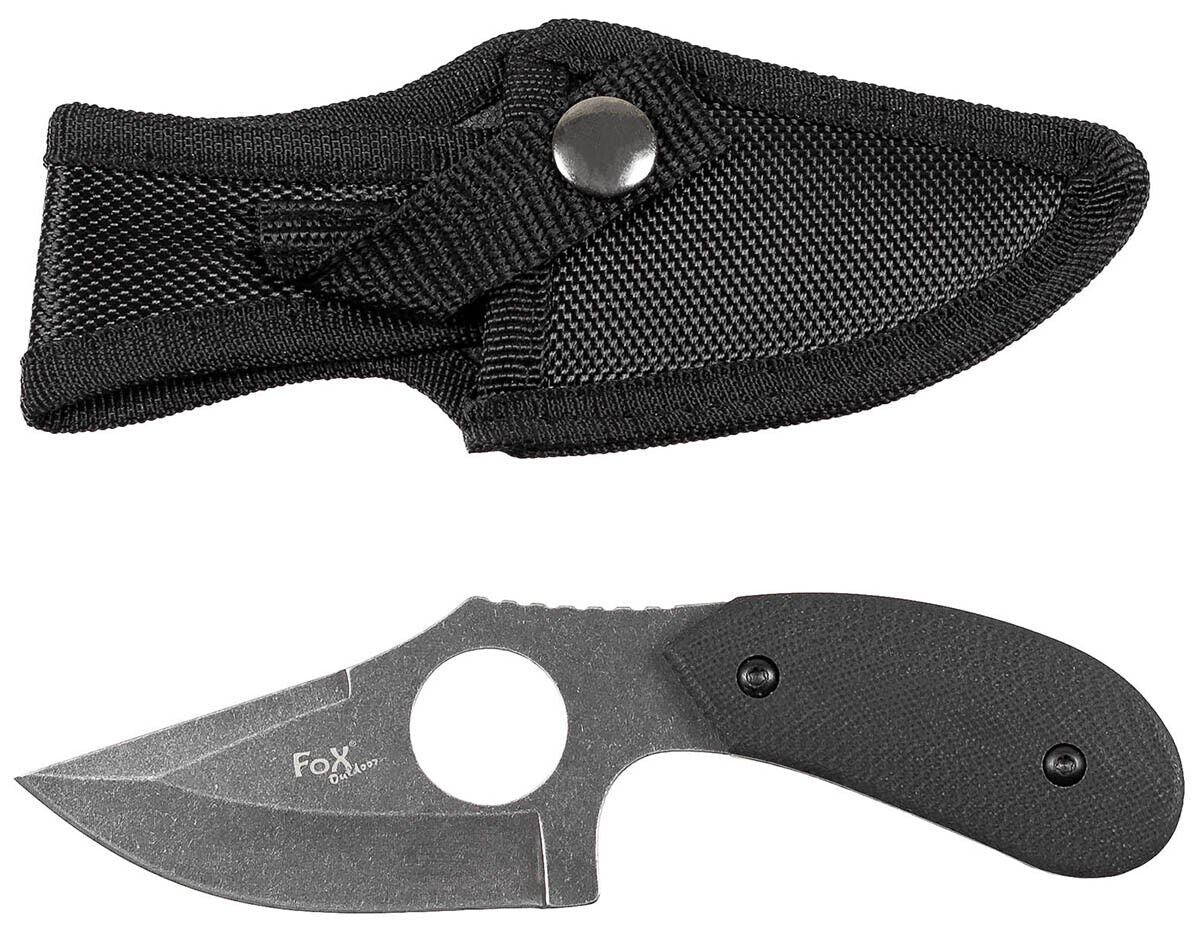 Outdoor Hunting Camping Knife With Finger Hole G10 Handle Sheath