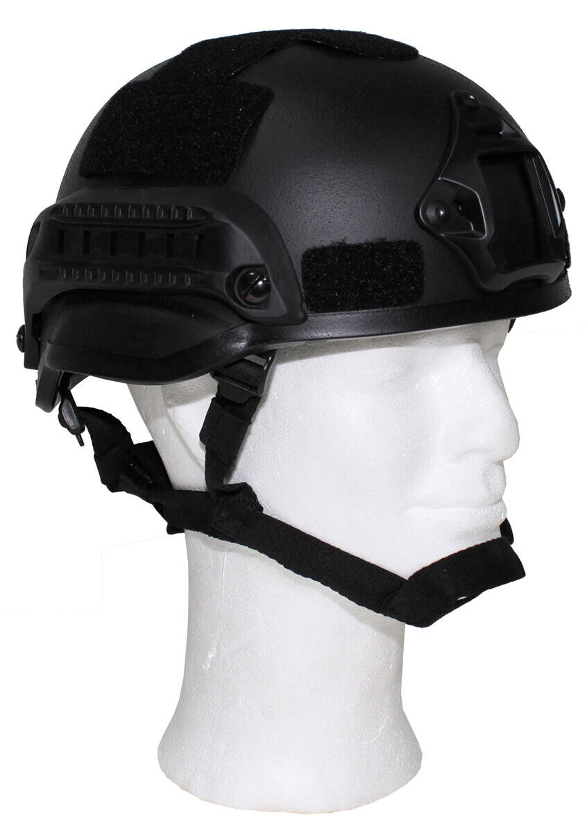 US MICH 2002 Helmet Black High-Quality ABS Plastic Adjustable Straps & Pad
