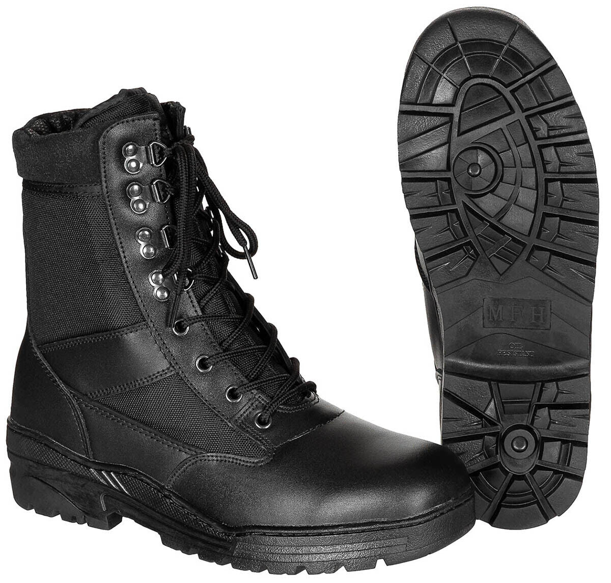 MFH Boots Security 8-hole Rubber Sole Black