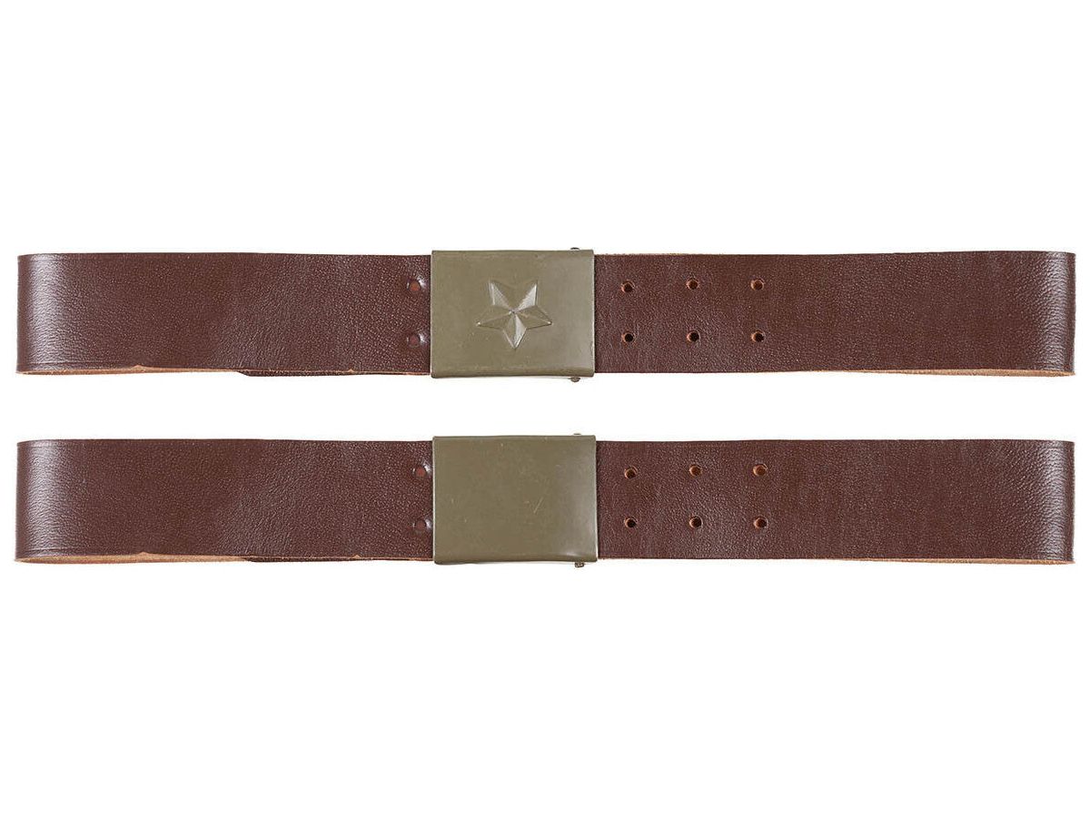 Original CZ Army Military Style Leather Belt Brown Metal Buckle 4,5cm Used