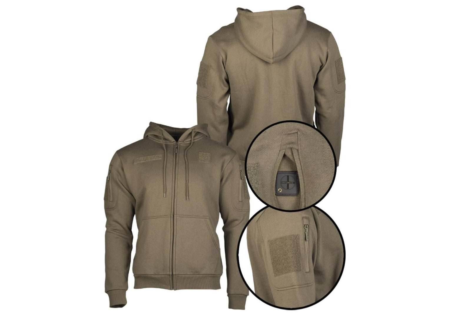 MIL-TEC Ranger Military Tactical Zipped Hoodie  Sweater Mens Outdoor OD Green