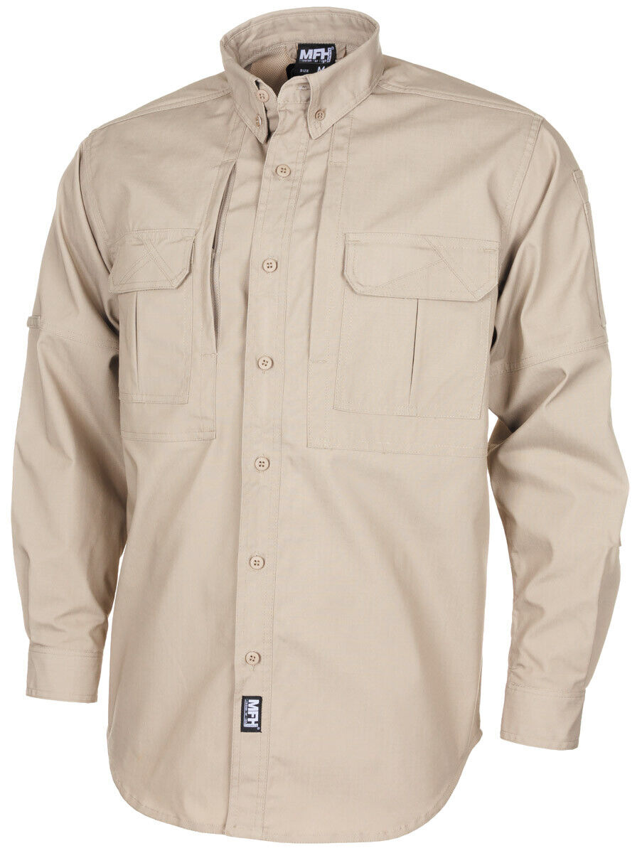 High Level Tactical Rip Stop Shirt Long Sleeved Strike Teflon New Khaki