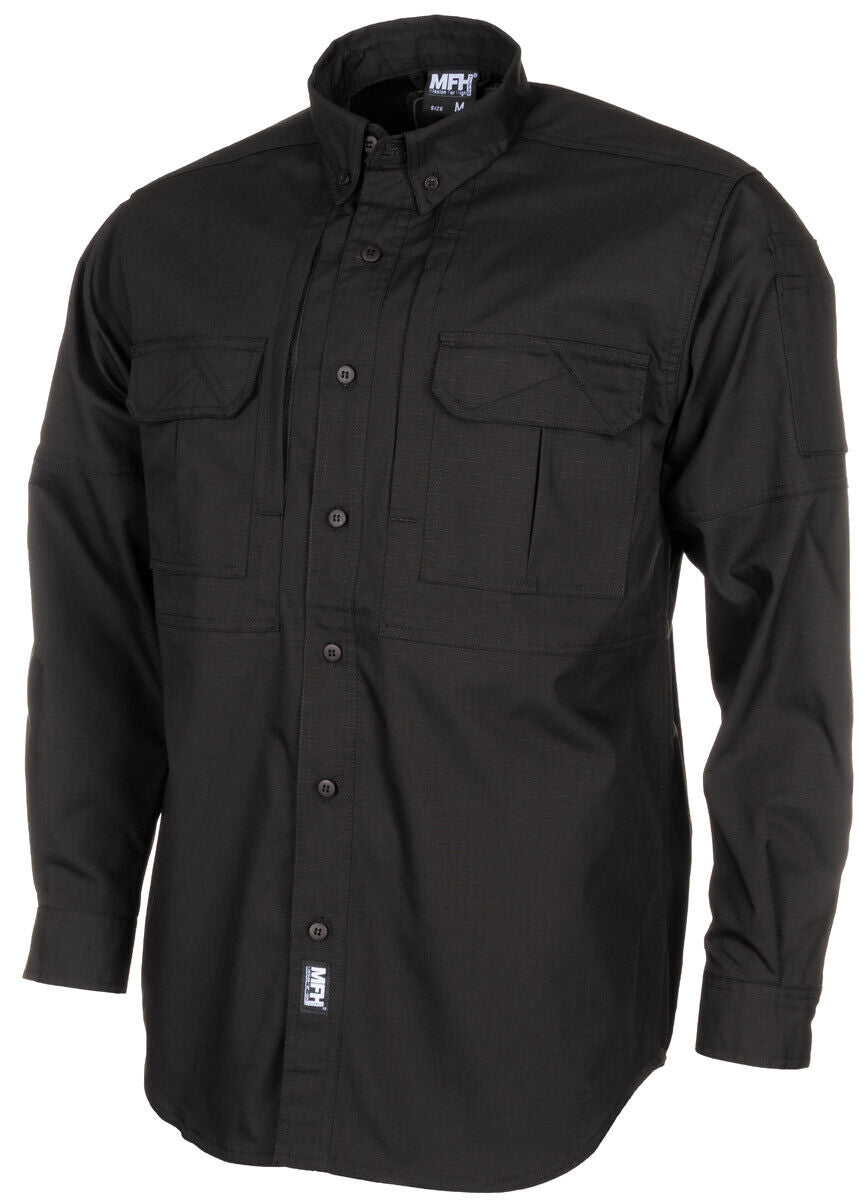 High Level Tactical Rip Stop Shirt Long Sleeved Strike Teflon New Black