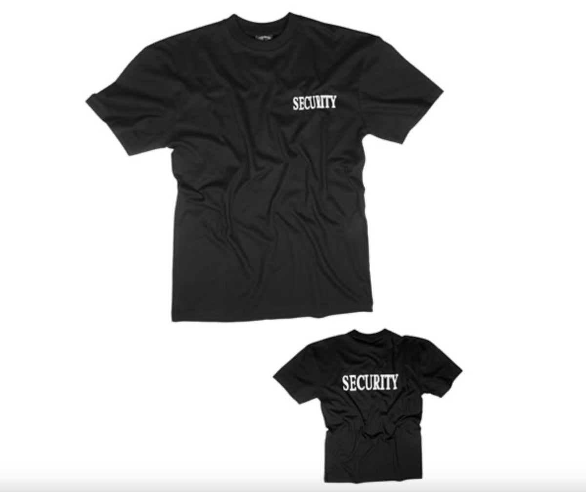 Mil-Tec T-Shirt with Double Print Security Black
