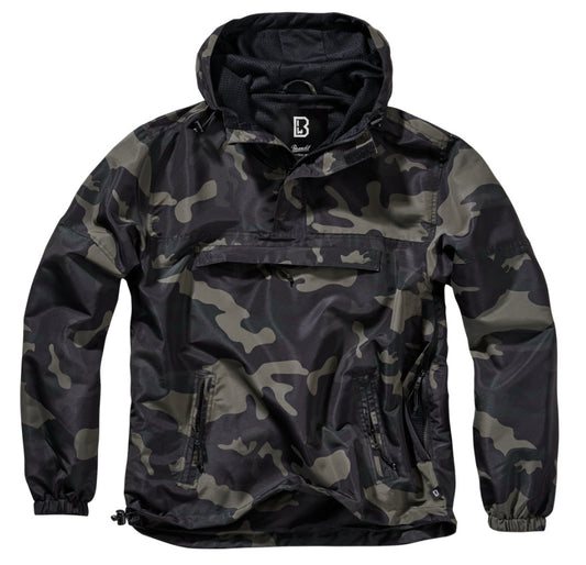 Brandit Windbreaker Anorak Dark Camo – Summer Rain Jacket Outdoor Hiking