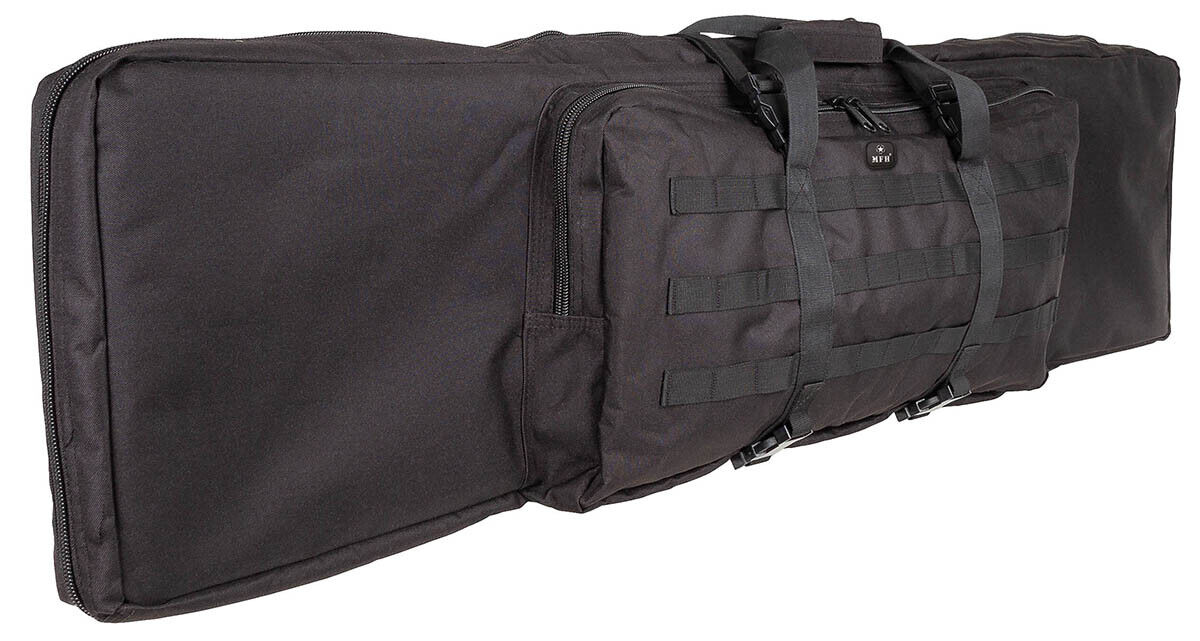 Large Black Rifle Bag Padded Wearable as Backpack Multiple Compartments