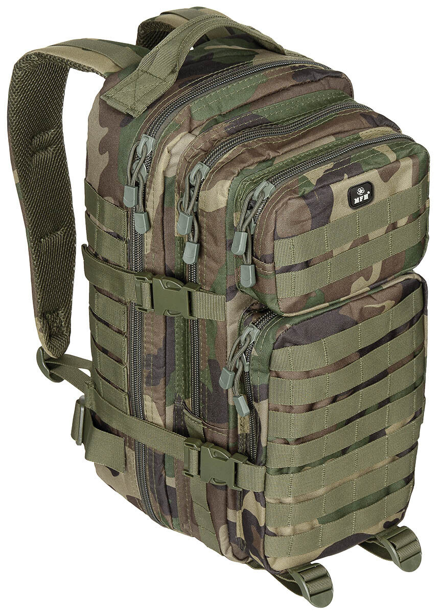 US 30L Backpack Assault I Tactical MOLLE Woodland Airsoft MFH Brand