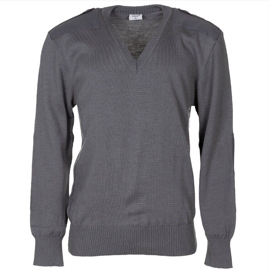 Genuine Austrian Army Pullover NEW Commando Grey Wool V-Neck Sweater Military