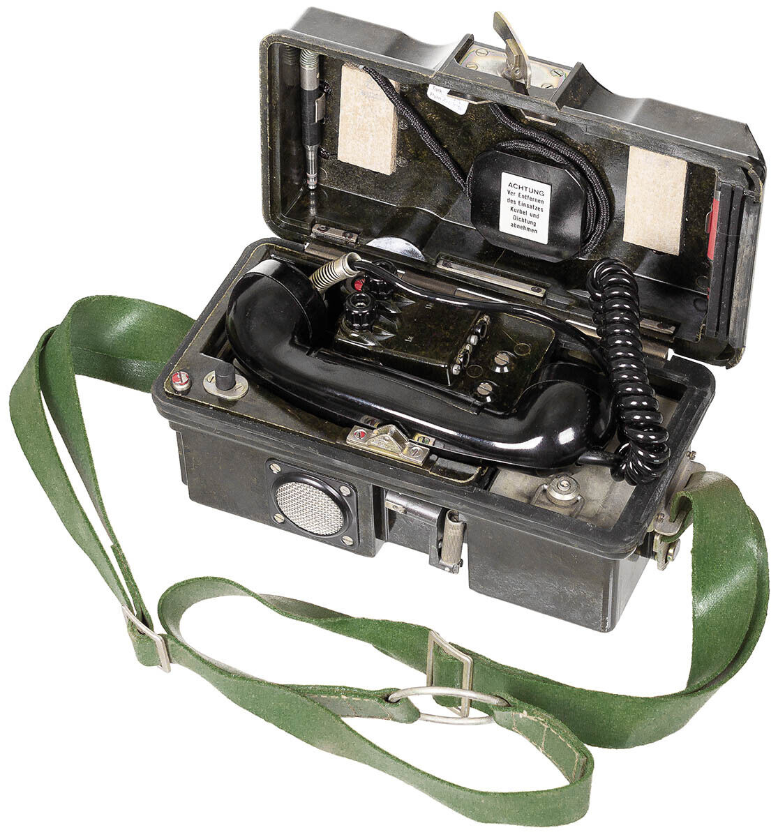 Original East German Army Nva Field Phone with Accessories – Like New