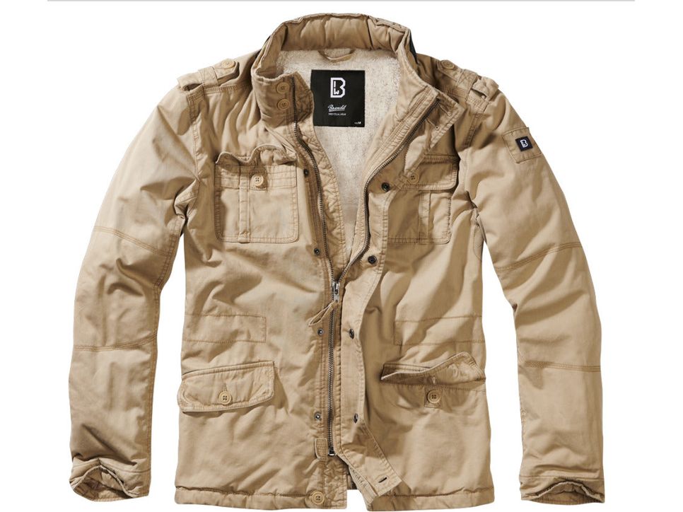 Brandit Britannia Field Jacket Warm Coat Mens Vintage Cotton Winter Parka Camel