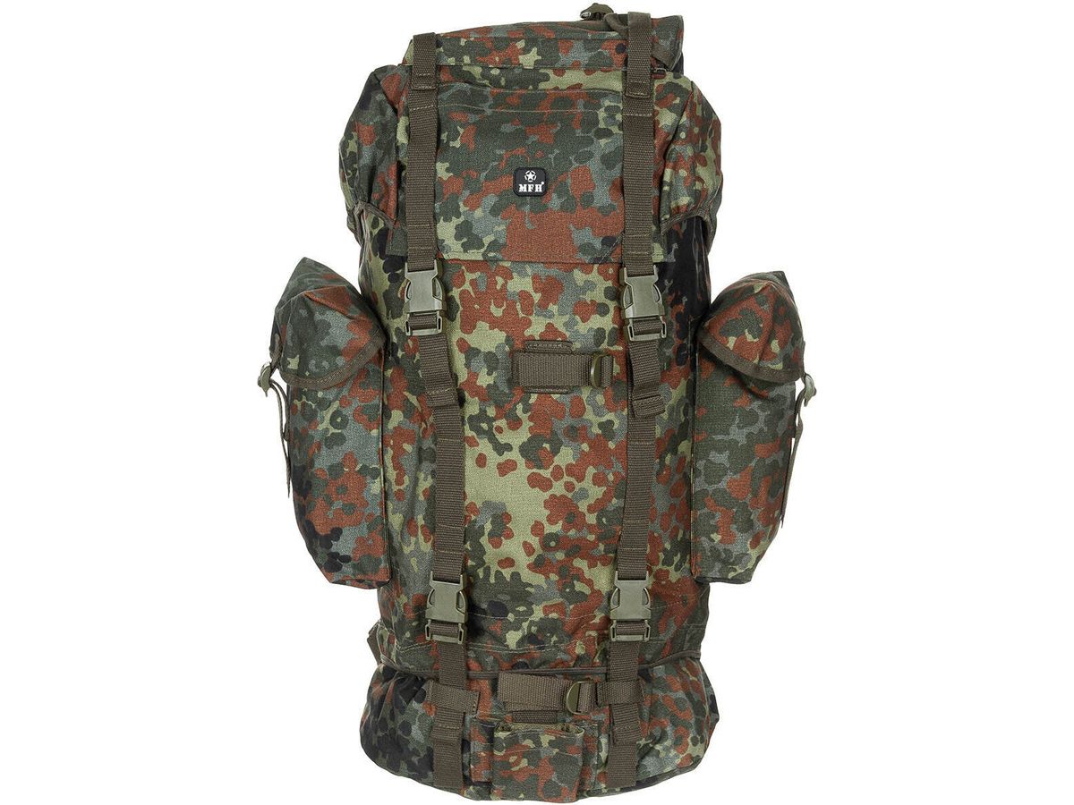 German Army 65L Combat Backpack Bundewehr Flecktarn Original Material MFH Brand