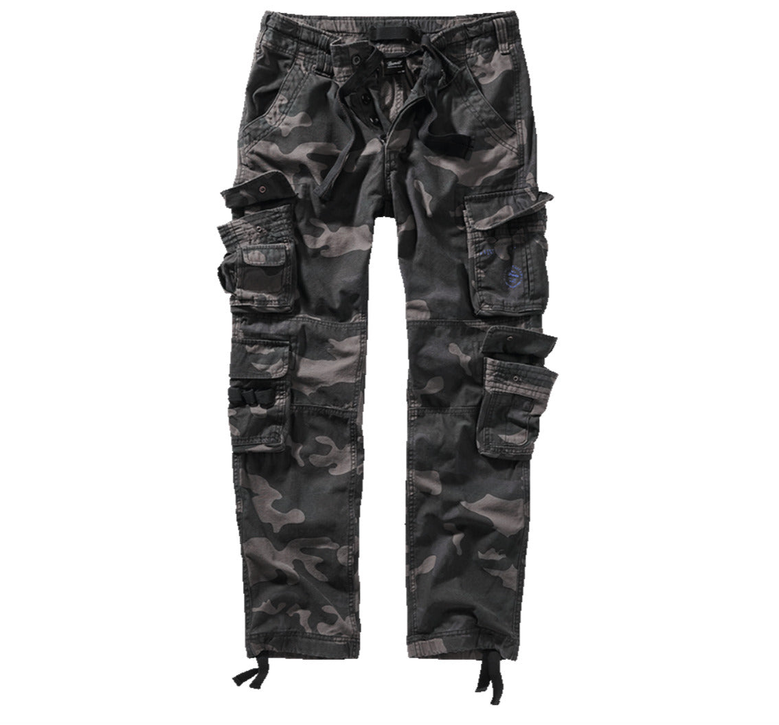 Brandit Pure Slim Fit Pants Hiking Outdoor Summer Cotton Ripstop Dark Camo