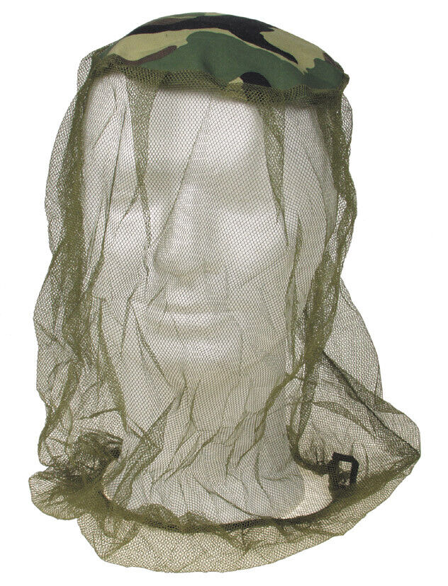 MFH Mosquito Head Net Green- Elastic Band Woodland