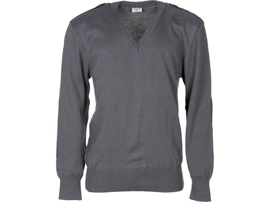 Original Austrian Army Military BH V-neck Pullover Grey 50% Wool New