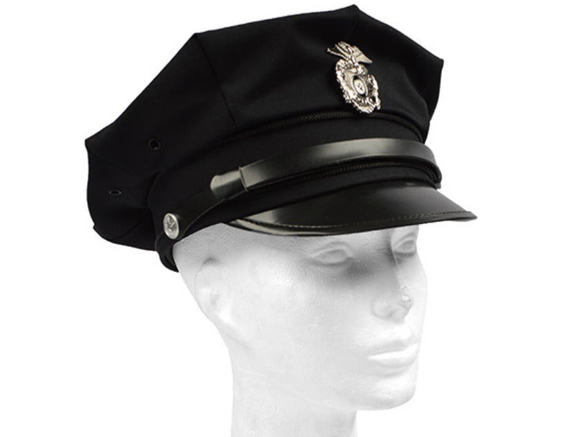 Us Police Cops Cap Visor Hat With Badge Dark Blue