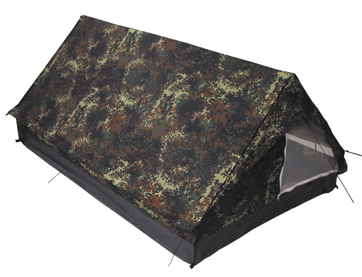 Minipack Tent 2-Person Bundesweh Camo Single-Walled Mosquito Net Non-Slip Ground