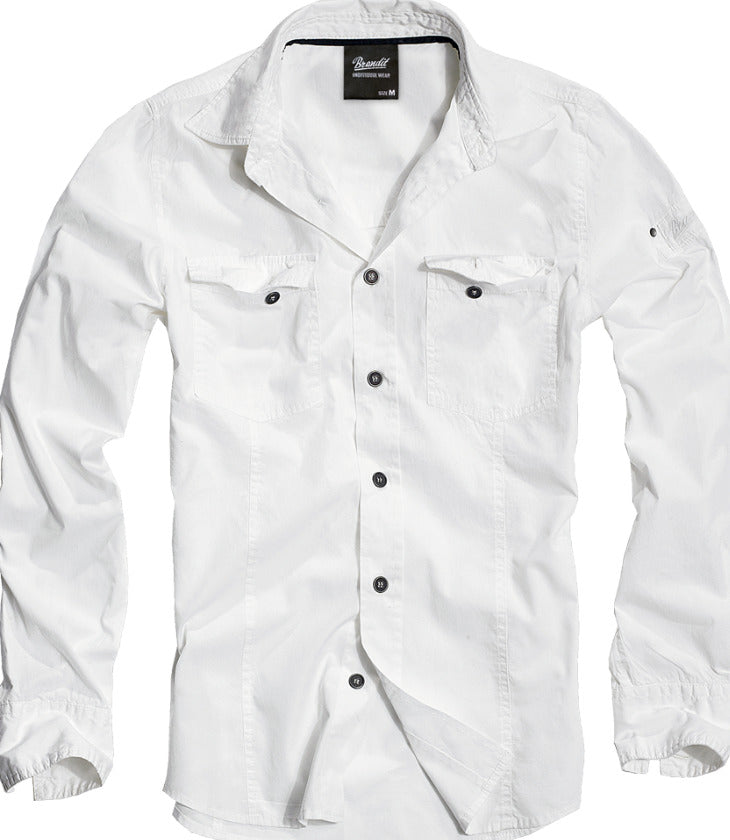 Brandit Slim Fit Shirt Long Sleeve Urban Stylish Comfortable 100% Cotton White