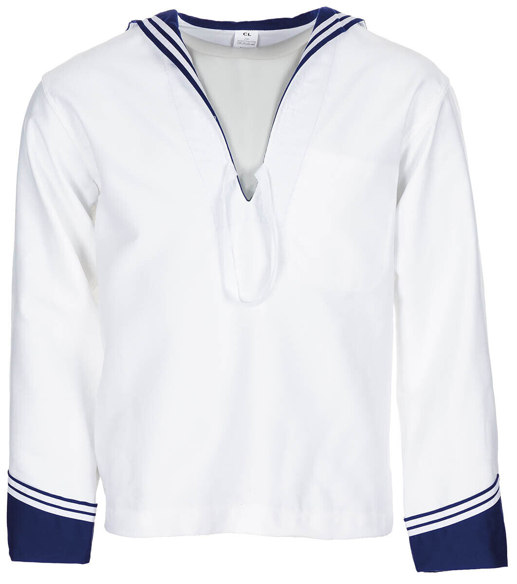 Original Italian Navy Long-Sleeved Shirt White