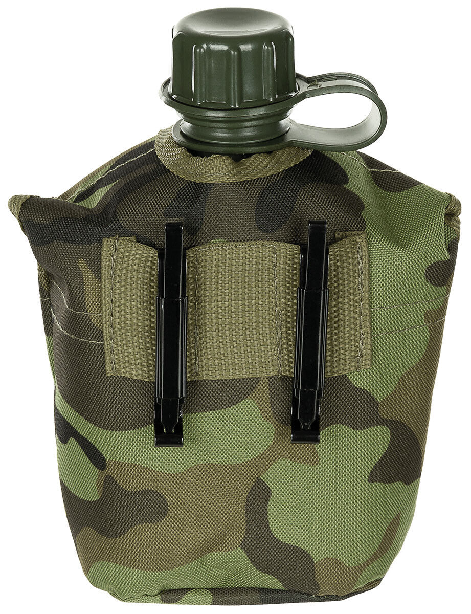 US Army Military Style Plastic Canteen 1L Cover  M 95 CZ Camo BPA Free