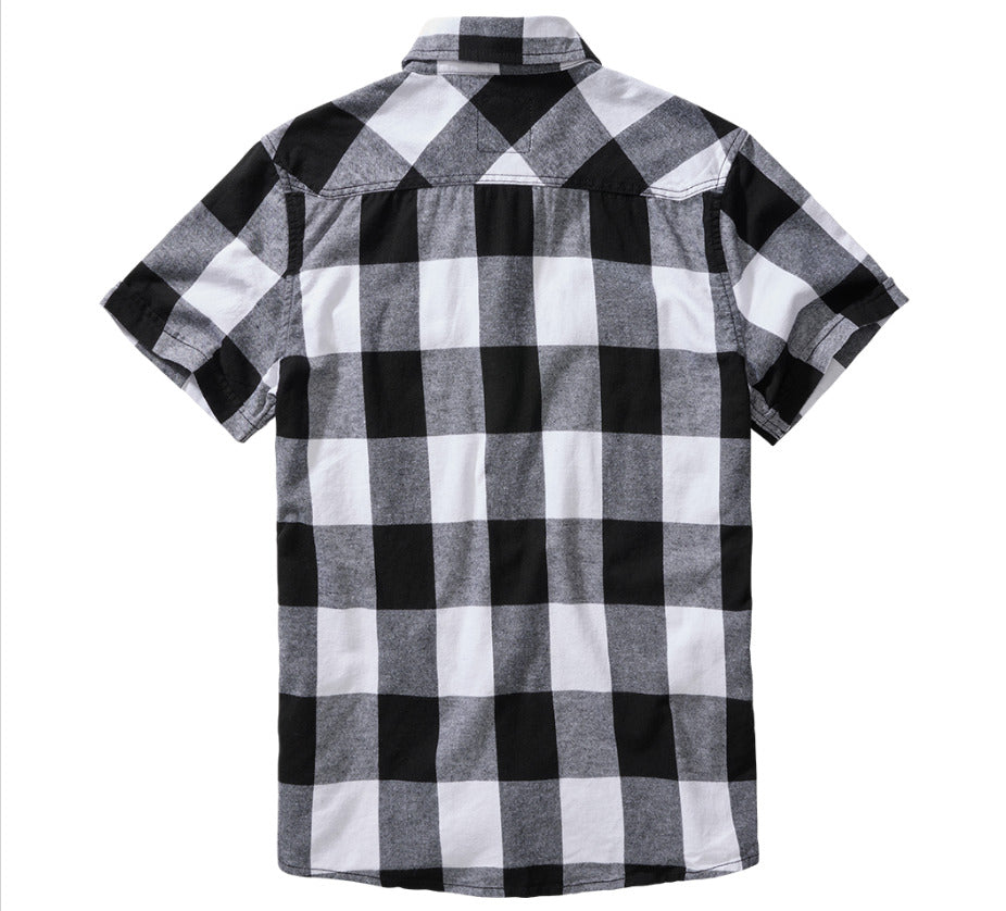 Brandit Classic Cotton Check Flannel Top Mens Short Sleeve Work Shirt