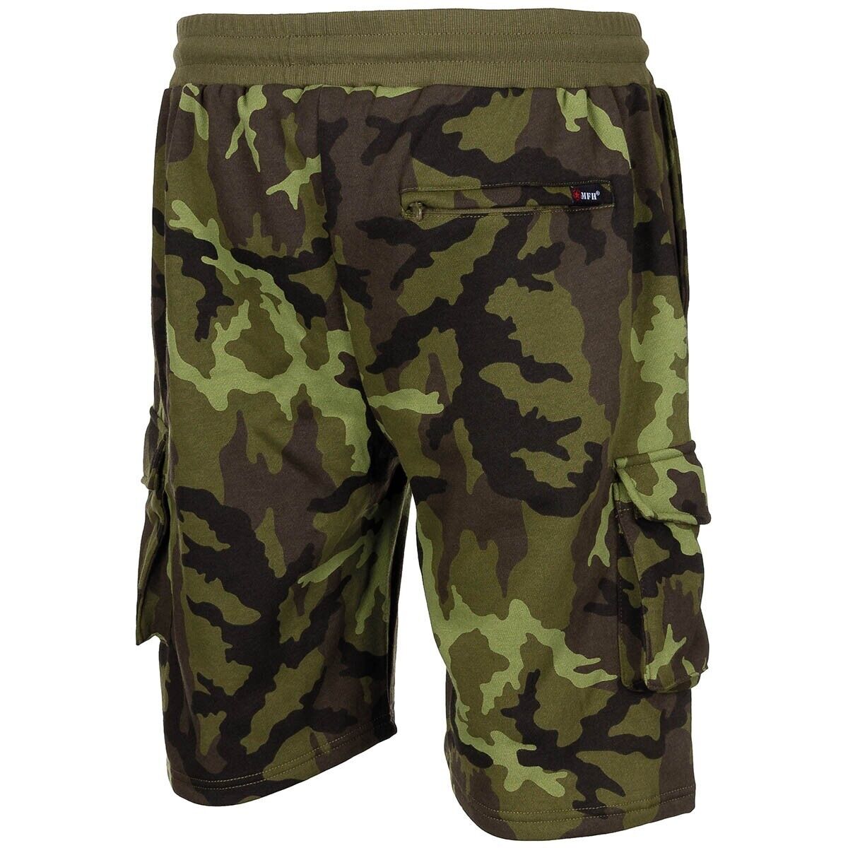 Shorts Bermudas Army Jogger Black Leg Pockets M 95 CZ camo Elastic Waistband