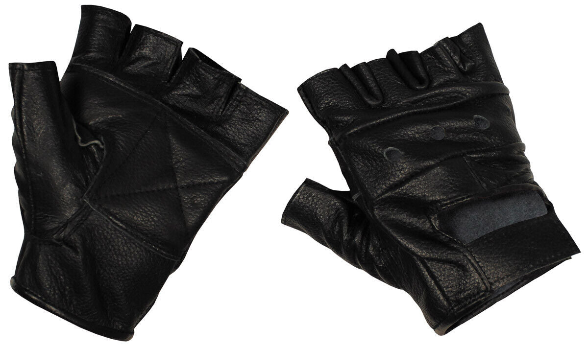 Leather Gloves Mittens Fingerless Deluxe Warm Black