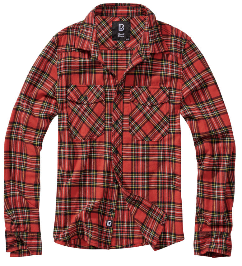 Brandit Classic Cotton Check Flannel Top Mens Long Sleeve Work Shirt