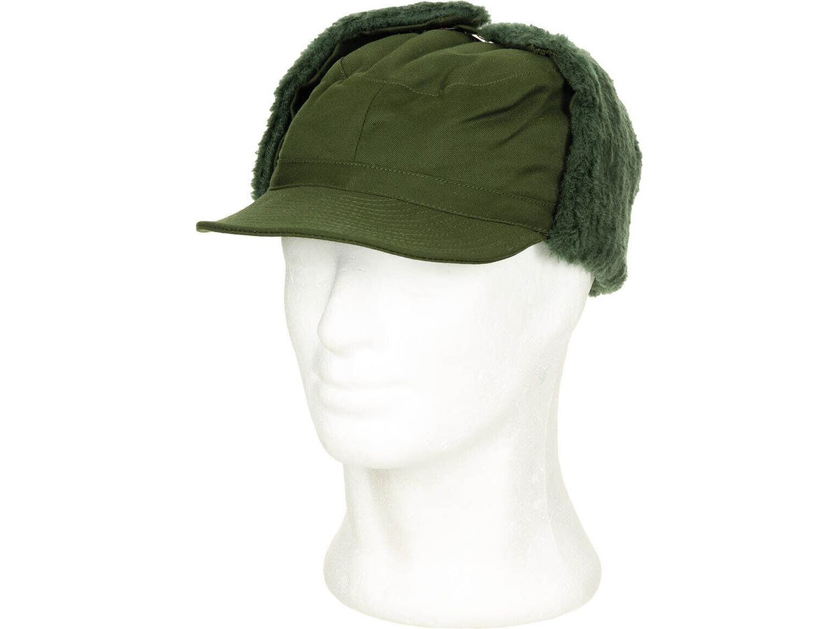 Original Swedish Army Military Winter Cap M 59 OD Green Used