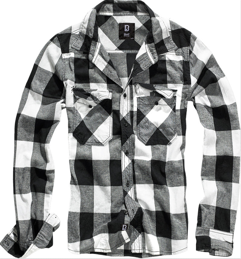 Brandit Classic Cotton Check Flannel Top Mens Long Sleeve Work Shirt