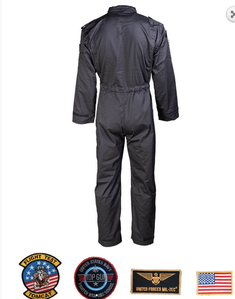 Mil-Tec US Flight Coverall with Patches Black