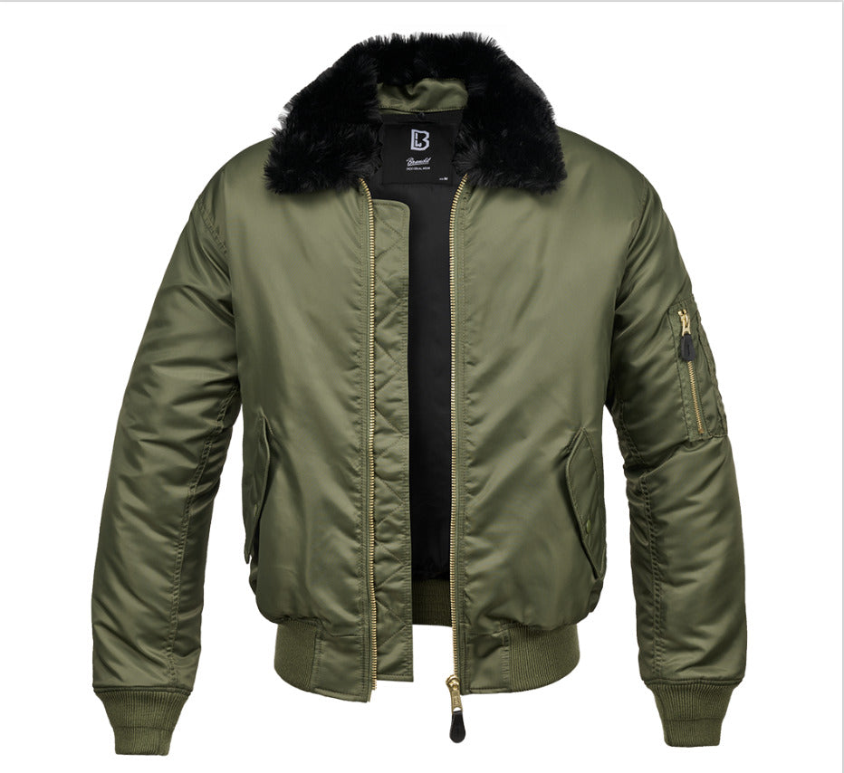 Brandit US Aviator Jacket MA2 With Fur Collar Black Army pilot Military Olive